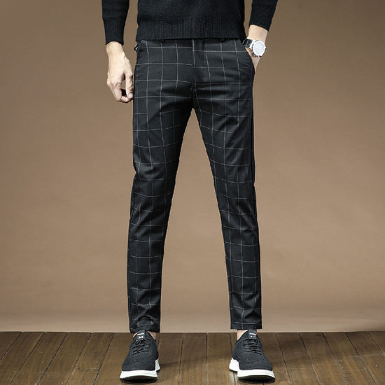 Black Plaid Mens Dress Pants