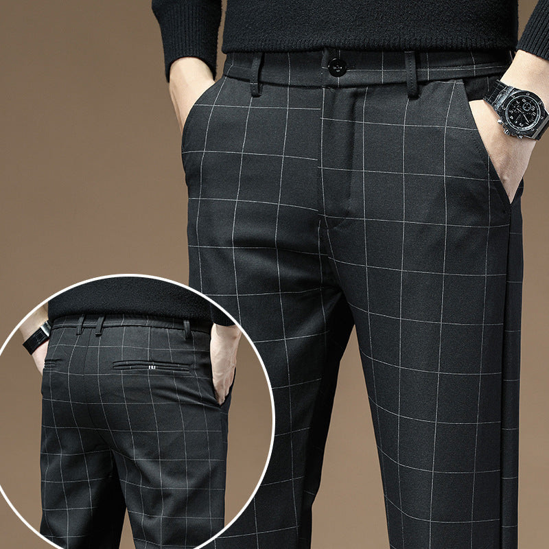 Black Plaid Mens Dress Pants